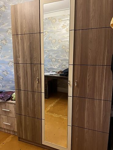 Geniş güzgülü paltar dolabı - Material: MDF/laminat taxta teksturası