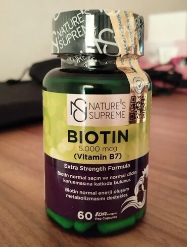 İdman qidaları: Biotin 5000 mcg. Saç, üz dərisi və dırnağlar üçün güclü B7 vitamin