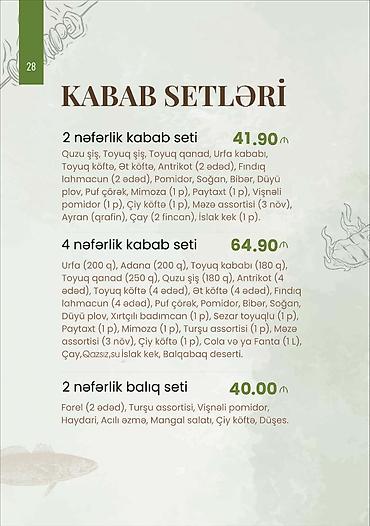 sisler: Kabab setləri – menyu 2 nəfərlik kabab seti – 41.90 - Quzu şiş, Toyuq — 1