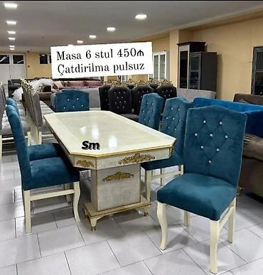 bağca stolu: Qonaq otağı üçün, Yeni, Açılmayan, Dördbucaq masa, 6 stul — 3