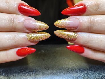 Manikür, pedikür: Forma gel tipsi gel qaynağı gellak şellak Şekillerin hamısı öz əl — 9