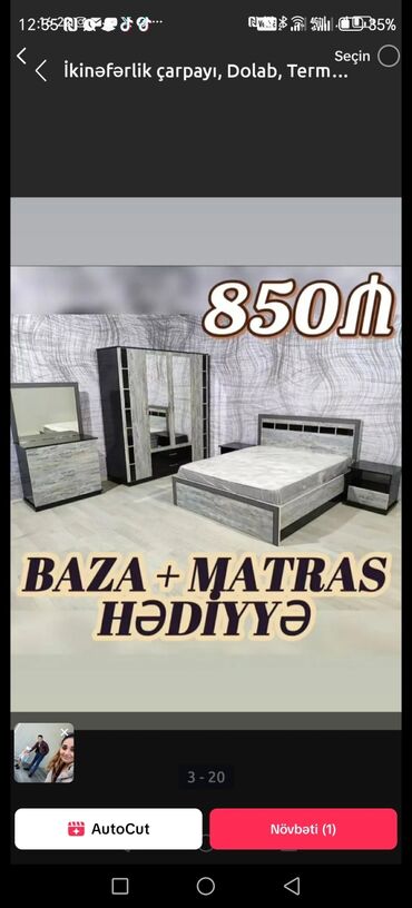 Yataq otağı dəstləri: 2 təknəfərlik çarpayı, Dolab, Türkiyə, Yeni