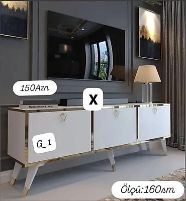 mebel ustu: Qonaq otağı üçün müasir dizaynlı TV altlığı / konsol. Ağ rəngli — 1