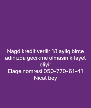 salon işi: Salam nagd kredit verilir hec bir odenis teleb olunmadan isdeyen olsa