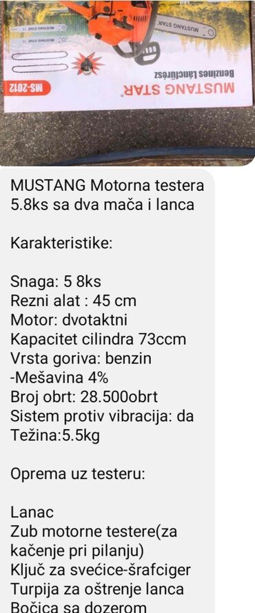 testera za drva: Novatestera sa garancijom dobija se u kutiji svesto vas zanima u vezi