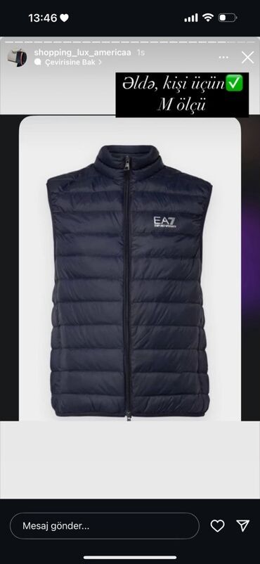Jiletlər: Jilet, Emporio Armani, M (EU 38), rəng - Göy lalafo.az -da Jiletlər: Jilet, Emporio Armani, M (EU 38), rəng - Göy
