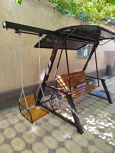 Садовая мебель: Садовые качели Металл, Со спинкой, С крышей — 4