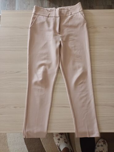 pantalone pamuk polyester: M (EU 38), Visok struk, Ravne nogavice