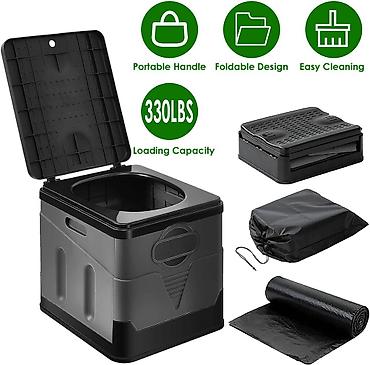 Oprema za kampovanje: Prenosivi sklopivi toalet/kanta – multifunkcionalna kutija za — 1