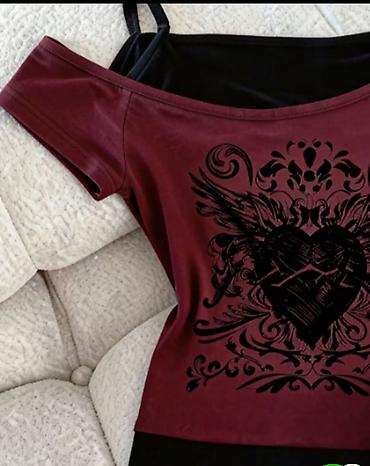 cins: Qadın köynəyi – bordo rəng, qara detallı - Üslub: Off-shoulder (bir — 2