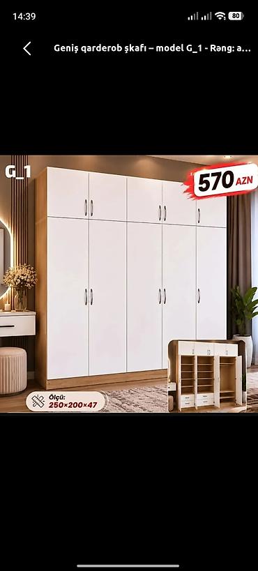 Yeni, 6 qapı, Siyirməli, Ağ, Açılan, Düz dolab