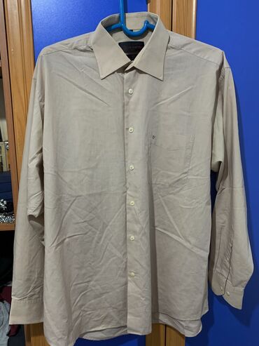 мужские кожаные рубашки: Рубашка XL (EU 42), цвет - Бежевый