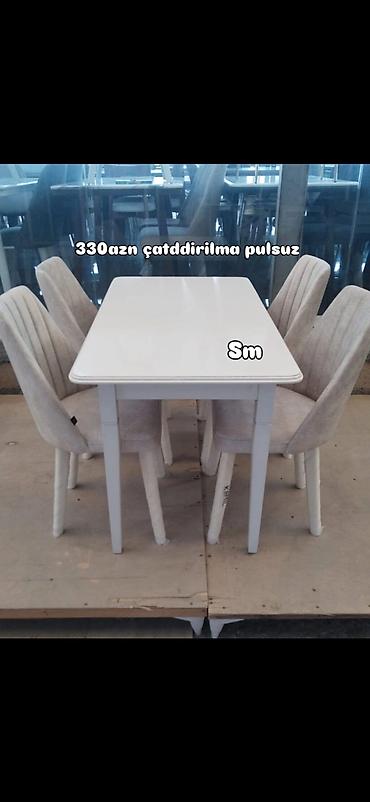 stol ayaqları: 4 oturacaqlı açılıb-böyüyən masa dəsti. Masa qapalı vəziyyətdə 80x130 — 7