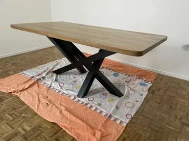 Stolovi: Trpezarijski Sto od Hrasta – Masivno drvo i metal 🪑 Unikatni sto — 10