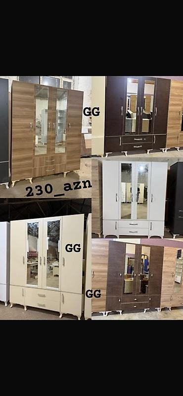 islenmis paltar skaflari: Yeni bedroom dolabları - Model: 4 qapılı, ortada 2 ədəd güzgülü qapı — 3