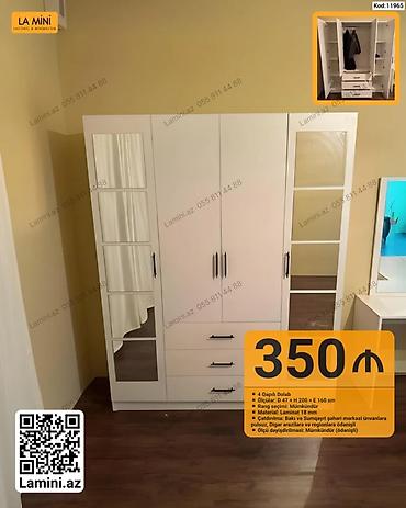Dolablar: 4 qapılı paltar dolabı - Ölçülər: D 47 × H 200 × E 160 sm - Rəng — 1
