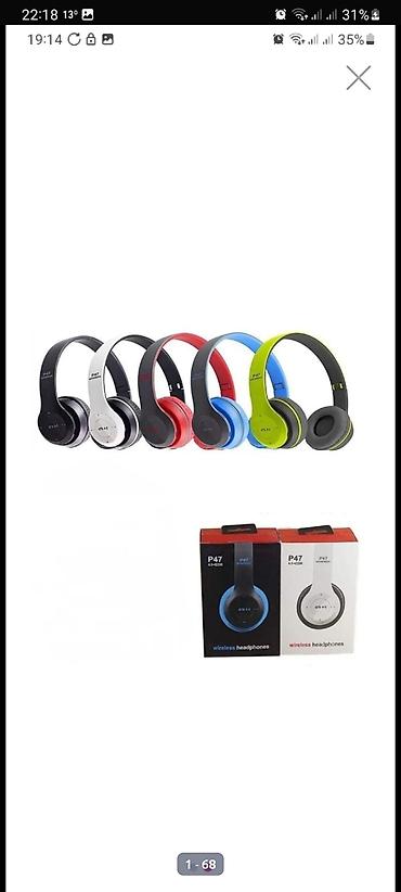 Qulaqcıqlar: P47 Wireless qulaqlıq Xüsusiyyətlər: - Simsiz bağlantı: Bluetooth — 1