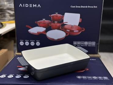 галоген: Набор чугунной посуды AIDEMA — Cast Iron Dutch Oven Set. Состав — 7