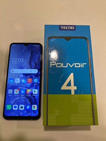 işlenmiş telfon: Tecno Pouvoir 4, 32 GB, rəng - Bənövşəyi, Barmaq izi, Face ID
