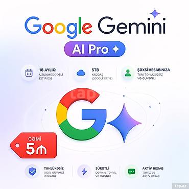 18 aylıq Gemini PRO cəmi 5azn, tam təhlükəsiz öz hesabınızda hesaba
