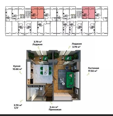 Продажа квартир: 1 комната, 42 м², 108 серия, 1 этаж, ПСО (под самоотделку)