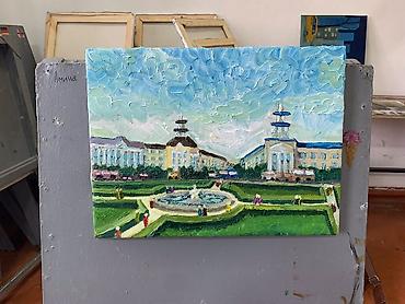 фантан: 30х40 “Городской Пейзаж” Холст Масло Живописное полотно маслом на — 1