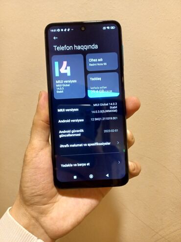 Xiaomi: Xiaomi Redmi Note 9S, 128 GB, rəng - Göy, 
 Sensor, Barmaq izi, Simsiz şarj
