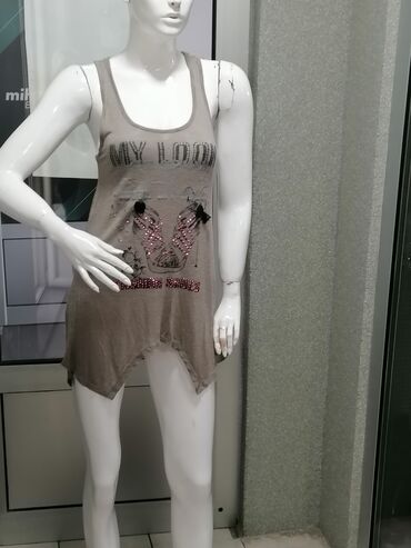 dzemper na v izrez: L (EU 40), Cotton, Print, color - Brown