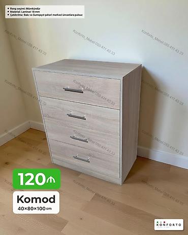 kamod: Komod – 4 çekmecəli - Ölçülər: 40 × 80 × 100 sm - Material: 18 mm — 1