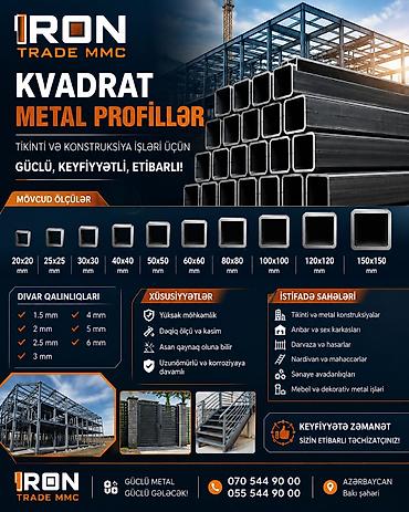 dəmir şveller: Kvadrat, Dəmir Profil, şveller, Qalınlıq: 3 mm, Yeni, Ünvandan götürmə, Ödənişli çatdırılma, Rayonlara çatdırılma — 7