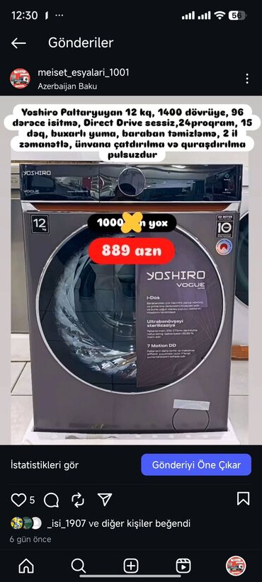 Digər aksesuarlar: Paltaryuyan Anbar qiymətə satişı Qimətlər aşagida qeyd olunub.Unvama — 12