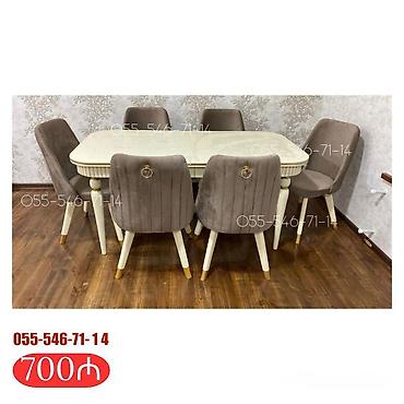 Qonaq otağı üçün, Yeni, Açılmayan, Dördbucaq masa, 6 stul