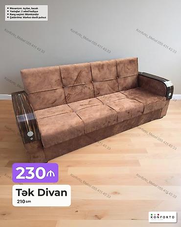 Tək divan – 210 sm - Mexanizm: açılan, bazalı (yataq funksiyalı, içi