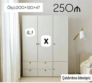 Dolablar: Ağ rəngli üçqapılı paltar şkafı - Ölçü: 200 × 120 × 47 sm (şəkildə — 1
