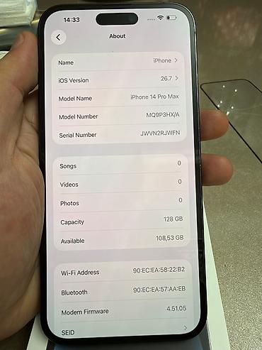 Apple iPhone: IPhone 14 Pro Max, 128 GB, Black Titanium, Face ID — 13