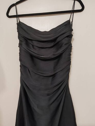 pliš plisane haljine: Zara S (EU 36), color - Black, Cocktail, With the straps
