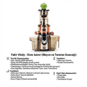 İçki texnikası: №: 14595 Məhsulun adı: Şirəçəkən Fakir Vitaly Slow Juicer Meyvə və — 1