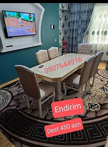 Masa və oturacaq dəstləri: Qonaq otağı üçün, Yeni, Açılmayan, Dördbucaq masa, 6 stul -da lalafo.az — 24 Masa və oturacaq dəstləri: Qonaq otağı üçün, Yeni, Açılmayan, Dördbucaq masa, 6 stul — 24