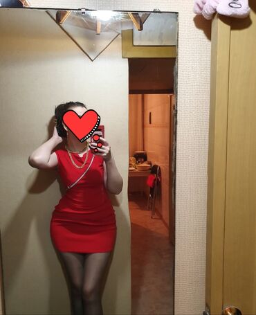 платье красное: Вечернее платье, Коктейльное, Короткая модель, Без рукавов, M (EU 38)