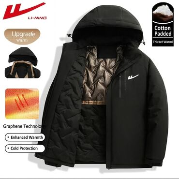 пуховики больших размеров: Эркектердин курткасы, 2XL, Li-Ning, Жаңы, түсү - Кара, Өзү алып кетүү