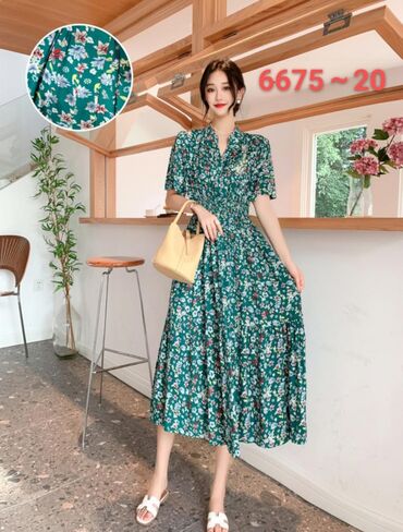 штапель узбекский фасоны платьев для дома: Повседневное платье, Корея, Лето, Длинная модель