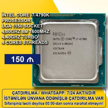 Masaüstü kompüterlər və iş stansiyaları: Prosessor Intel Core i7 Core i7 4790K, 3-4 GHz, 8 nüvə, İşlənmiş