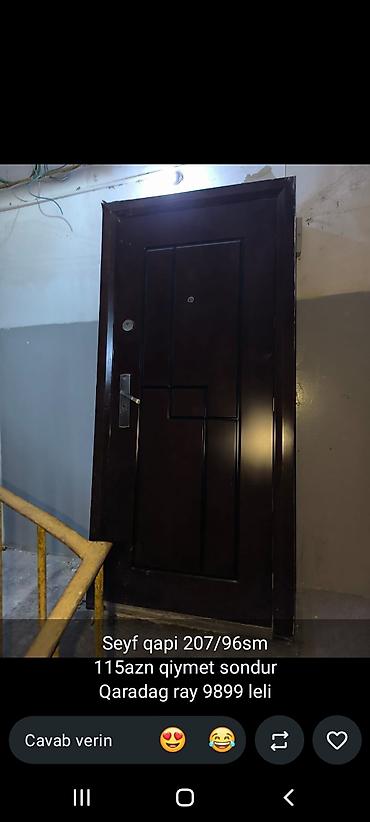 Giriş qapıları: Məhsul: Seyf qapı - Ölçü: 205 x 100 sm - Material: metal, ön paneldə — 13