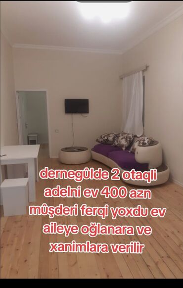 2 otaqli kiraye evler 2023: 80 kv. m, 2 otaqlı, Kombi, Qaz, İşıq