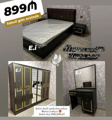 yuxuda qab qaşıq yumaq: İkinəfərlik çarpayı, Dolab, Termo, 2 tumba, Yeni