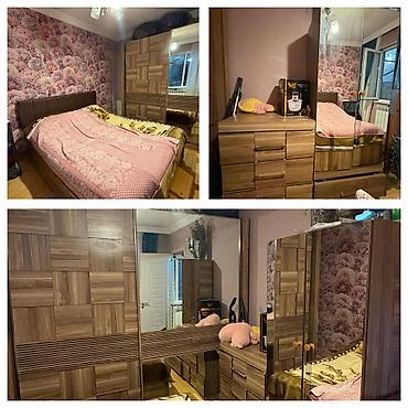 тап аз мебель бу: Двуспальная кровать, Трюмо, Шкаф, 2 тумбы, Б/у — 1
