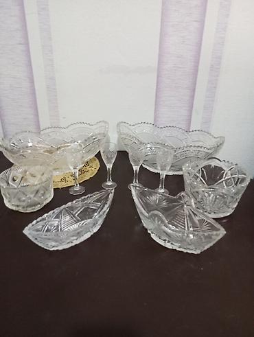 Kəsimli şüşə süfrə dəsti - Material: qalın, kəsimli şüşə/kristal