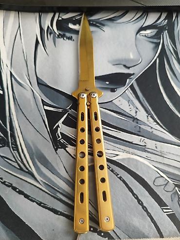 kepenek bıçaq: Kəpənək Balisonq butterfly. Qızıl rənkli Kəpənək bıçağ Rahat — 2