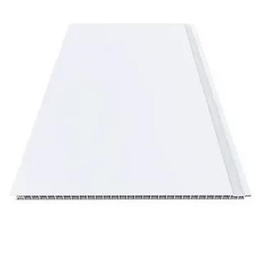 Фасадные 3D панели: ПВХ панель для стен и потолка, белая, с декоративной V‑образной фаской — 2