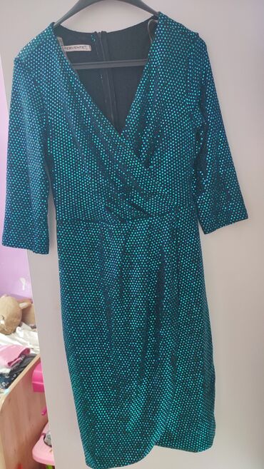 kozna haljina kombinacije: S (EU 36), color - Blue, Evening, Short sleeves